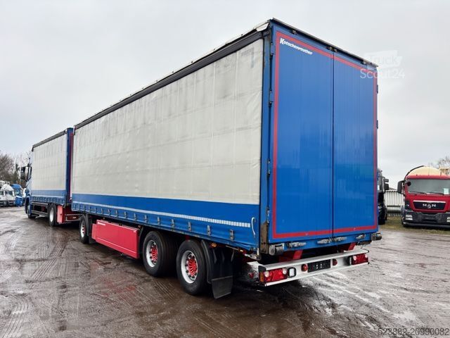 Platós teherautó ponyvával SCANIA R500 Komplettzug*Retarder*Edscha*38Paletten*2x*