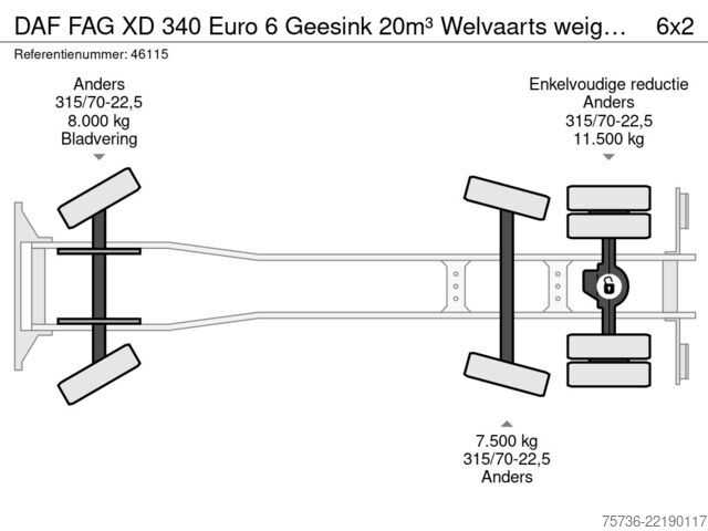 Автомобиль для сбора мусора DAF FAG XD 340 Euro 6 Geesink 20m³ Welvaarts weighi...