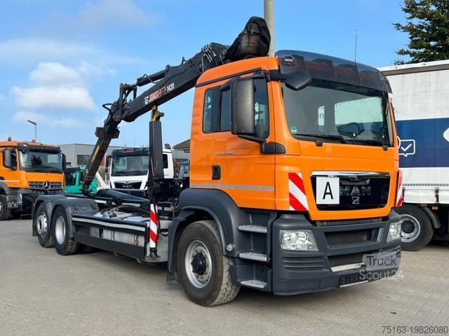Camion benne à bras amovible MAN TG-S 26.400 6x4H-2 BL Abrollkipper mit Kran Lift