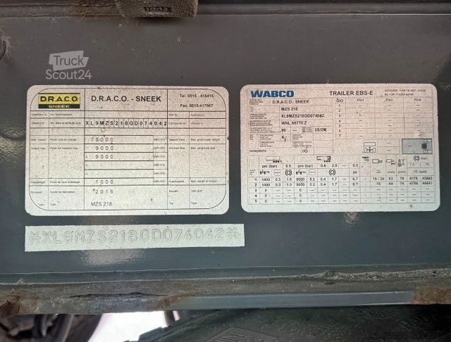 Koeltrailers  Draco MZS 218 WIPKAR 750 x 250 x 290 CM INSIDE T