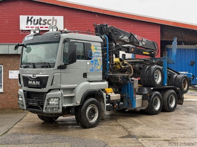 Houttransportwagen MAN TGS 33.510 6x4 BL Langholzzug Loglift 251S