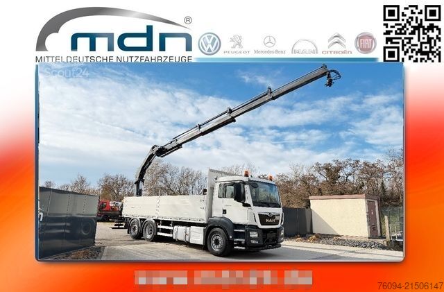 Automobilis ar plakanu platformu MAN TGS 26.400 6x2 Pritsche KRAN 15m FUNK AHK