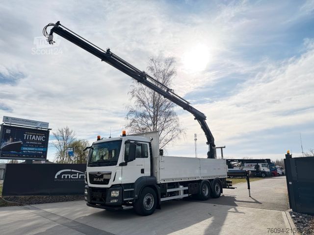 Automobilis ar plakanu platformu MAN TGS 26.400 6x2 Pritsche KRAN 15m FUNK AHK