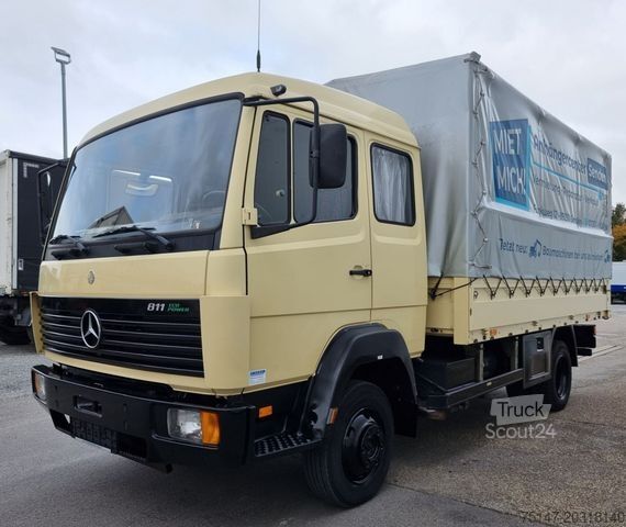 Furgão cortina de lona MERCEDES-BENZ 811 großes Haus / Doka 6 Sitzer AHK