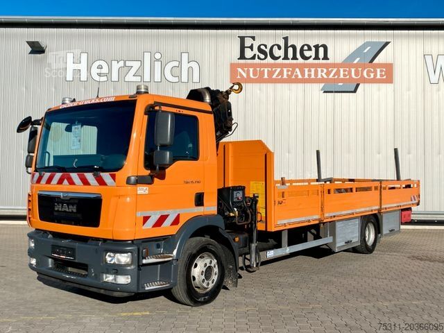 Automobilis ar plakanu platformu MAN TGM 15.290| HIAB 099 E-2*3x Sitze*AHK*manuell*AC