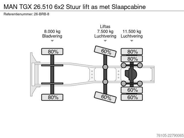 Standard-SZM MAN TGX 26.510 6x2  Stuur lift as met Slaapcabine