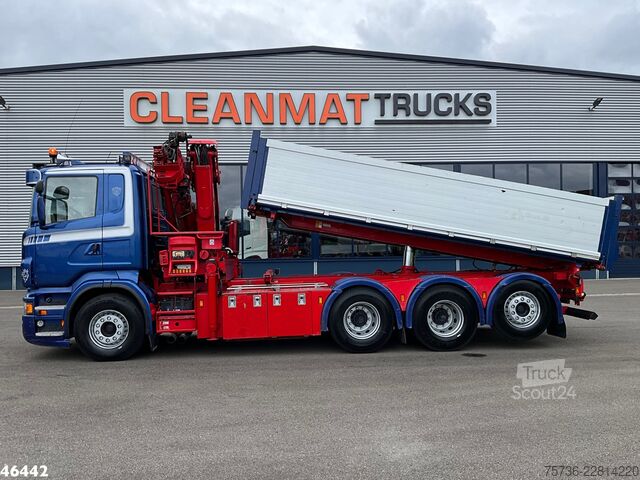 Camion-benne avec grue Scania R 560 V8 8x4 Retarder Hiab 24 Tonmeter laadkraan