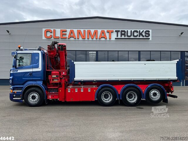 Camion-benne avec grue Scania R 560 V8 8x4 Retarder Hiab 24 Tonmeter laadkraan