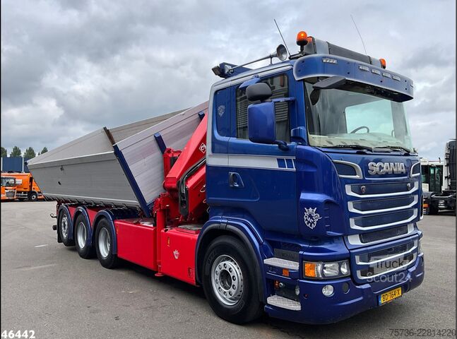 Camion-benne avec grue Scania R 560 V8 8x4 Retarder Hiab 24 Tonmeter laadkraan