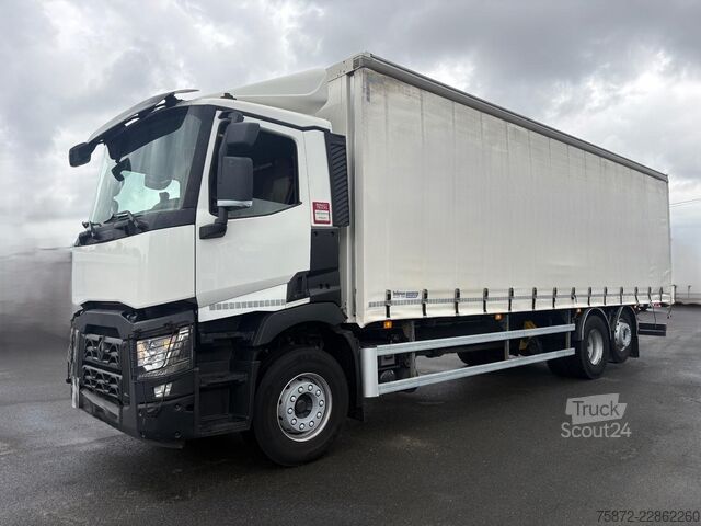 شاحنة بمسطحة ومشمع Renault C 380 DTI 26T 6X2 EJE DIRECIONAL  TAULIN