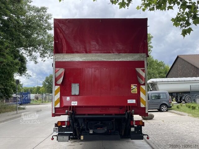 Flatbed truck with tarp man TGA 18.350 Edscha Klima*Webasto*AHK*