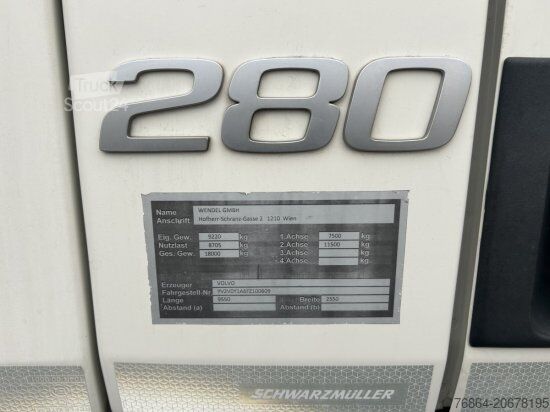 Вантажівка з платформою і тентом VOLVO FE 280 PRITSCHE/PLANE, AUTOMATIK, E6