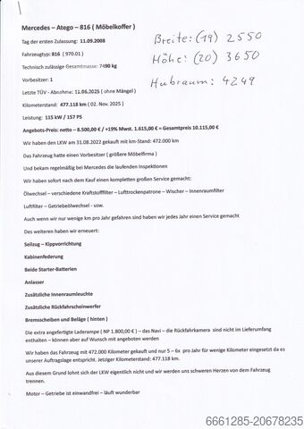 Tehergépkocsi dobozos felépítménnyel Mercedes-Benz Atego 816