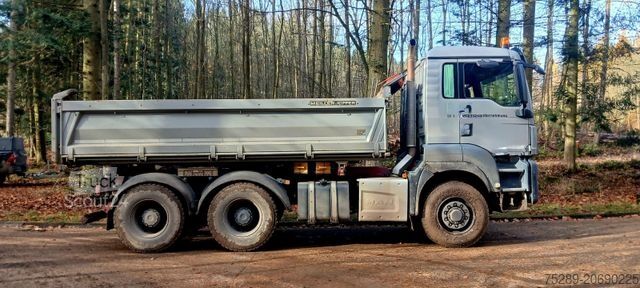 Three-sided tipper truck MAN TGS 26.480 6x4 6x6 Meiller Kipper Bordma Hydrodr