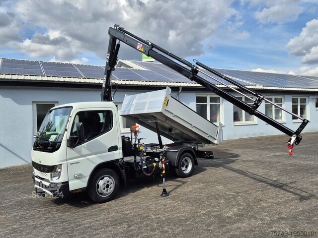 Tipvogn varebil Fuso 3S15 Alukipper mit Ladekran Funk 3 x hydr.