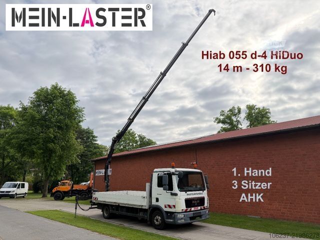 Фургон с краном на шасси грузовика MAN TGL 8.180 Hiab 055 D4 14m * 3 Sitzer * AHK 11 t