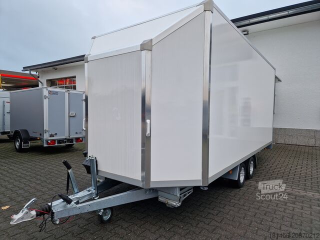 Prodejní príves Blyss Messe Eventtrailer aerodynamische front 2 Klappen Bodentief