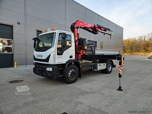 Camión volquete trilateral IVECO MLC 180E28 Dreiseitenkipper mit Kran