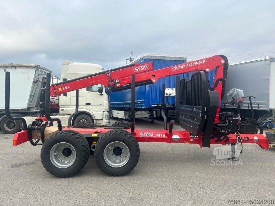Remorcă pentru buşteni  STEPA M-16 FORSTANHäNGER MIT STEINDL PALFINGER FORSTKRAN L, 2-ACHSIG 4- RUNGENPAARE