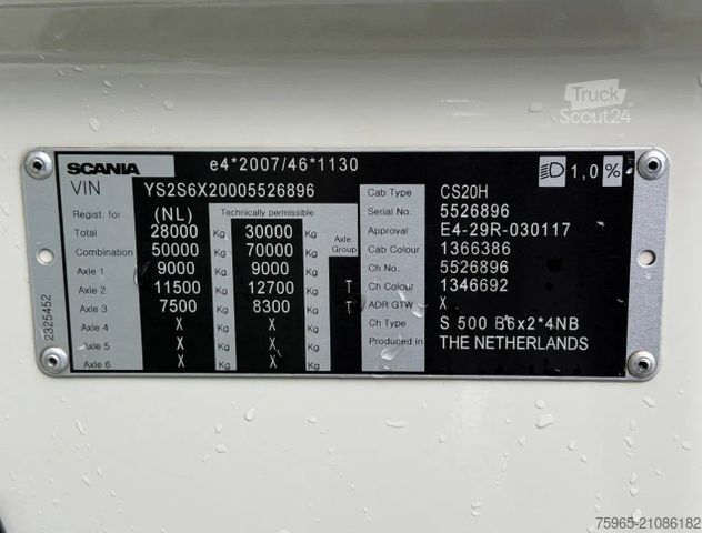 Šaldytuvas sunkvežimis SCANIA S500 RETARDER TAIL LIFT BURG TRAILER VAN BEURDEN