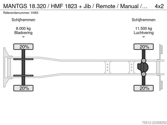 Camión grúa MAN TGS 18.320 / HMF 1823 + Jib / Remote / Manual /...