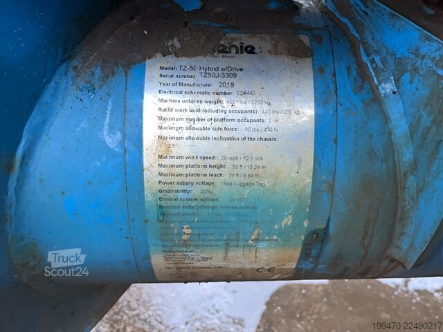 Römork Üstü Bomlu Kaldırıcı Genie TZ™-50 Hybrid w/Drive (17m)