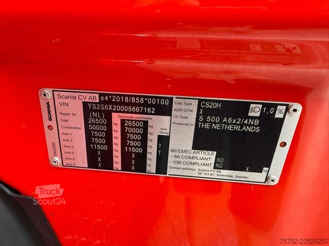 Standard-SZM Scania S500 6X2 Full Air Retarder 2x Tank Standairco