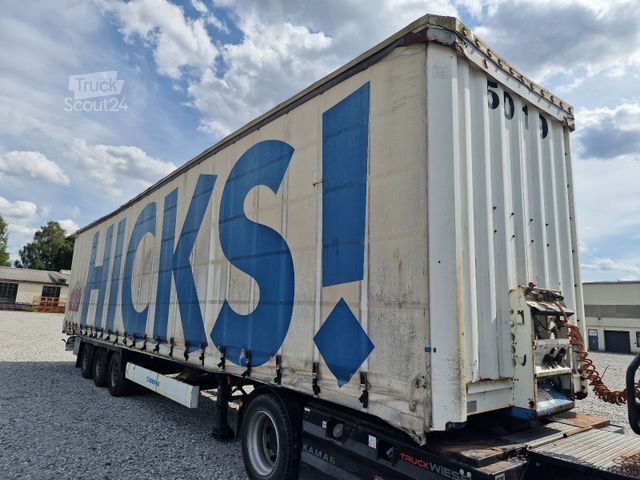 Içecek yarı römorku KRONE Getränkeauflieger/Edscha Hubdach links /Gardine