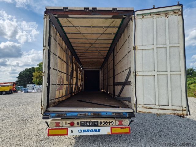 Içecek yarı römorku KRONE Getränkeauflieger/Edscha Hubdach links /Gardine