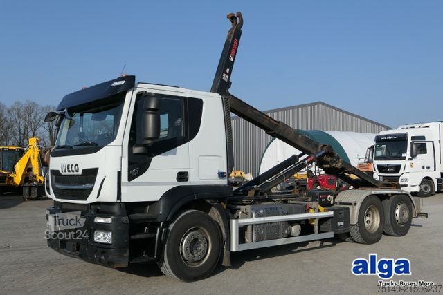 Roll-off tipper truck IVECO 460 X-WAY Stralis 6x2, Hiab XR21S59, Lenk-Lift