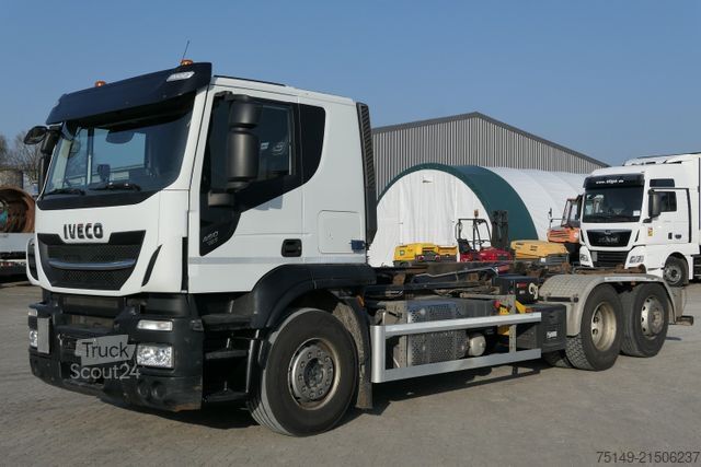Roll-off tipper truck IVECO 460 X-WAY Stralis 6x2, Hiab XR21S59, Lenk-Lift