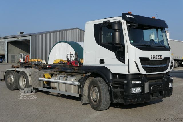 Roll-off tipper truck IVECO 460 X-WAY Stralis 6x2, Hiab XR21S59, Lenk-Lift