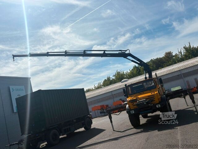 Gru montata su autocarro MERCEDES-BENZ Unimog U5000 4x4, HIAB 166-E5, Funk, Winde