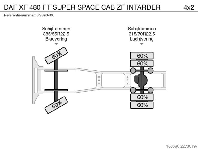 Стандартный трактор DAF XF 480 FT SUPER SPACE CAB ZF INTARDER