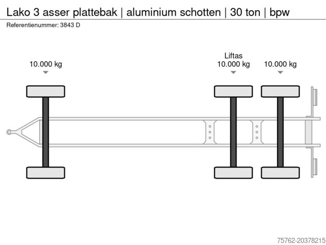 Platform aanhanger Lako 3 asser  plattebak | aluminium schotten | 30 to...