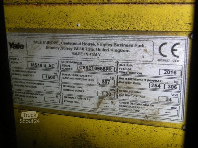 Manuālā krautuva YALE MS 16 IL AC