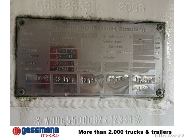 Cisternový návěs Rohr TAL-A-ZE 44,0, 43.500l, 4 Kammern, Untenbefüllung