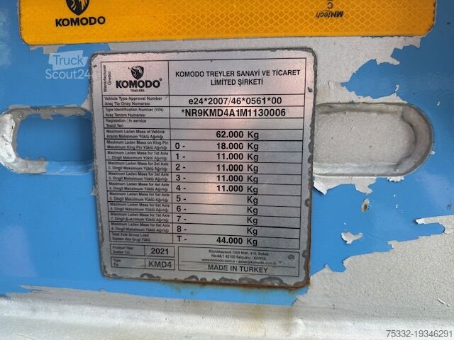 Semirimorchio a pianale ribassato per macchine edili Komodo 4 achs Lenk luft hydr Rampen 62 to