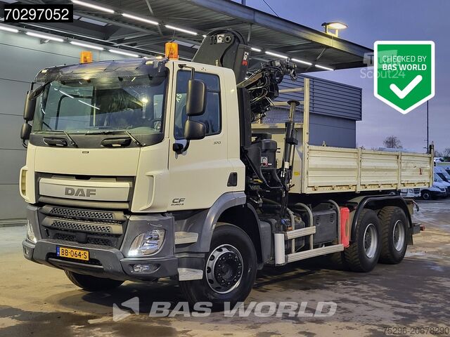Kipper met kraan DAF CF 370 CF 6X4 HIAB 144 BS-3 HIDUO Crane Kran 8m...