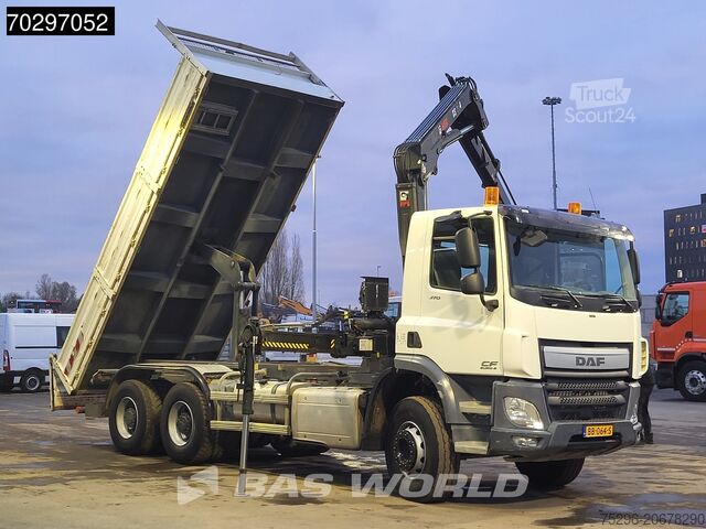 Kipper met kraan DAF CF 370 CF 6X4 HIAB 144 BS-3 HIDUO Crane Kran 8m...