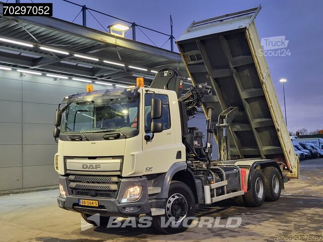 Kipper met kraan DAF CF 370 CF 6X4 HIAB 144 BS-3 HIDUO Crane Kran 8m...