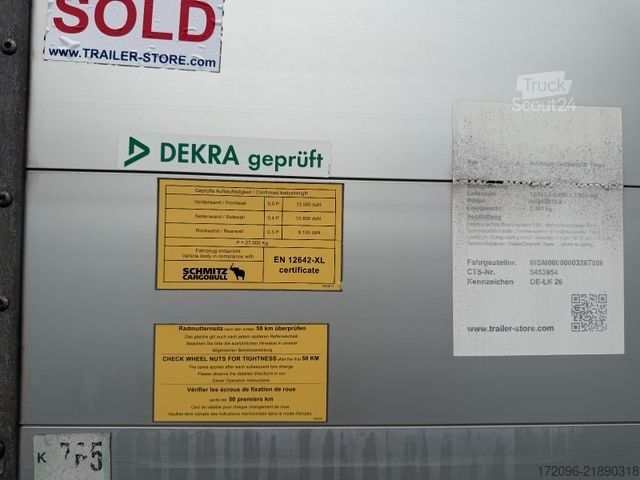 Semi-remorque bâchée SCHMITZ CARGOBULL SCS24/L - 13.62 Mega, Getränke, Hubdach