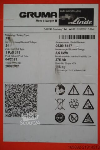 Gabelstaplerbatterie GRUMA 24 Volt 3 PzS 375 Ah