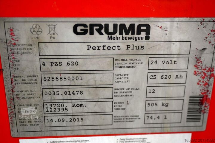 Batterie de chariot élévateur GRUMA 24 Volt 4 PzS 620 Ah