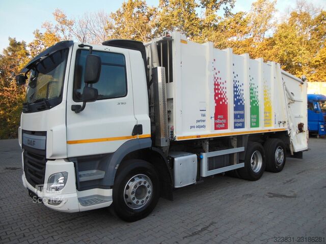 Çöp kamyonu DAF CF 330 FAN, 6X2, HALLER X-2C M-21, ZOELLER DELTA