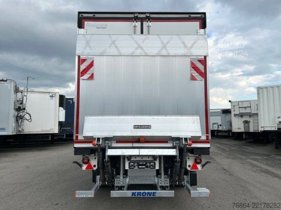 Polpriklopnik z nizko nakladalno ploščadjo KRONE SE CITY KüHLER, CARRIER 1550, 1-ACHSAUFLIEGER MIT HEBEBüHNE