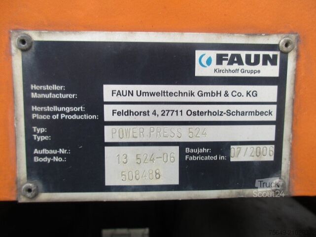 Müllwagen MAN TGA 26.350 6x2-2BL TGA 26.350/400 6x2-2BL FAUN POWER PRESS 524, OHNE MOTOR!