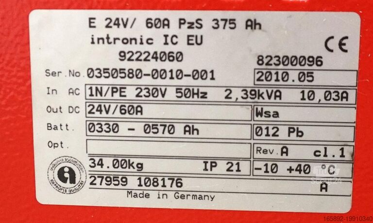 Truckbatteri INDUSTRIE AUTOMATION Intronic IC 24V/60A EUW
