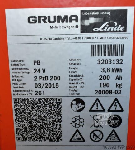 Truckbatteri GRUMA 24 Volt 2 PzB 200 Ah
