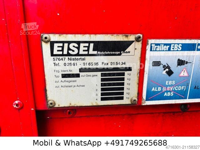 Otvorený príves s plachtou  Eisel PA 45 *Tautliner|BPW